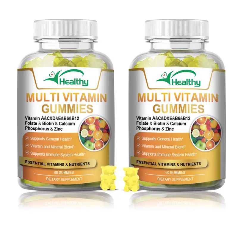 ผลิตภัณฑ์เสริมอาหารเพื่อสุขภาพฉลากส่วนตัว OEM มังสวิรัติ 60 Gummies วิตามินหลายวิตามินสําหรับเด็ก Gummies วิตามินรวม OEM อาหารเพื่อสุขภาพฉลากส่วนตัว