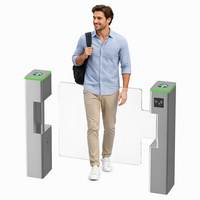 Barrière pivotante de supermarché entièrement automatique, contrôle d'accès biométrique, sécurité en acier inoxydable IP54, anti-pincement bidirectionnel