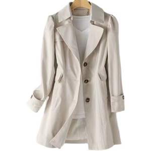Veste coupe-vent pour femme printemps-automne 2025, boutonnée, trench-coat pour femme, double boutonnage, mi-longue, vêtements d'extérieur pour femme - Product Image 1