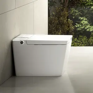 Luxury Hotel Electric Heat 1 Piece Intelligent Water Closet Toilet Bowl Automatic Flush Square Smart Toilet