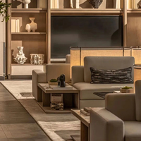 Ensemble canapé ottoman et table console en cuir écologique de luxe Songdesign, personnalisable, pour hôtel 5 étoiles, salon haut de gamme