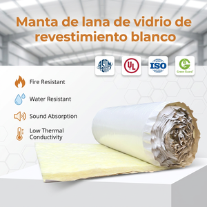 <span class=keywords><strong>Lana</strong></span> <span class=keywords><strong>de</strong></span> Vidrio con Revestimiento Blanco R122 <span class=keywords><strong>de</strong></span> 50 mm, Resistente a la Humedad, ASTM C518, América del Sur - Product Image 1