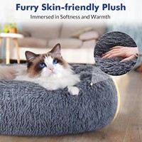 Lit de luxe en peluche toutes saisons pour animaux de compagnie coussin rond doux pour chien pour petits chats tapis de lit amovible pour canapé de chenil