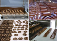 Nouvelle machine d'enrobage automatique au chocolat avec tunnel de refroidissement, machine d'enrobage au chocolat pour usine de snacks