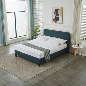 Vải hiện đại bọc đôi <span class=keywords><strong>XL</strong></span> 180*200cm Khung giường với đầu giường bằng gỗ & Lưu trữ Chất lượng cao mềm phong cách vải màu xanh - Product Image 4