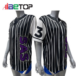 Camisa de béisbol sublimada personalizada Uniforme azul y negro Personalización Botón juvenil Uniforme de béisbol Diseño libre - Product Image 6