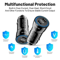 Chargeur de voiture 40W à double port Usb C Adaptateur de téléphone de voiture à charge rapide Usb Type C pour téléphones