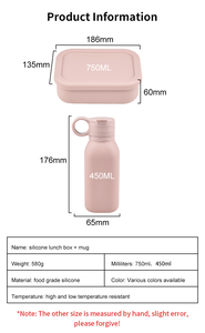 School Portable 750ml 3 <b>Compartment</b> Leakproof Bpa Free Silicone <b>Lunch</b> <b>Box</b> Water Bottle Set Microwavable Heatable Kids - Product Image 6