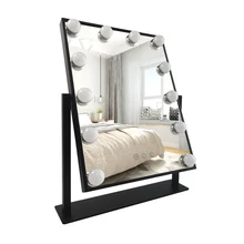 Professional wholesale salon beauty cosmetic table 12pcs bulbs 3 color lights makeup hollywood vanity mirror