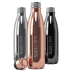 Botella de Agua de Acero Inoxidable 304 de Doble Pared y Diseño Elegante de 500 ml, Acabado Brillante UV DB020 <span class=keywords><strong>Komo</strong></span>, Botella de Metal Precioso - Product Image 1