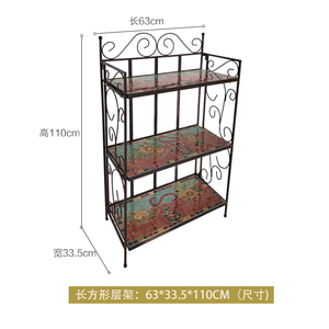 Support à fleurs en mosaïque à 3 niveaux avec dessus en carreaux, étagère de rangement extérieure pour jardin, cour, balcon, entrée - Product Image 5