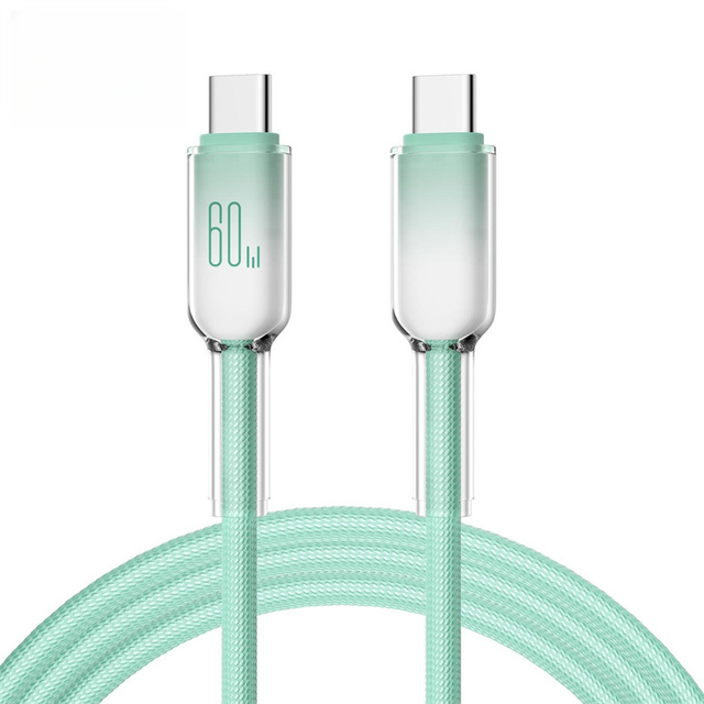 Type-C to Type-C Nylon Transparent Braided Fast Charging Cable USB 3.0 3A 60W PD USB-C Data Cable Compatible with IPhone16/17