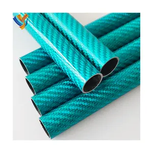 Độ Chính Xác Cao 3K Màu Carbon Fibre Ống 10Mm 20Mm 30Mm 40Mm 50Mm Màu Xanh Carbon Fibre Ống Ống