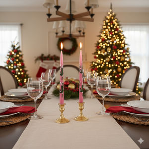 Hand-Painted <b>Pink</b> WAXWARE <b>Taper</b> <b>Candles</b> Elegant Holiday Table Dcor for Valentine's Day & Birthdays (Set of 2) - Product Image 1