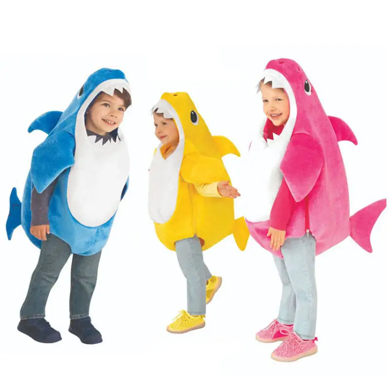 Hermosa nueva tiburón forma de tres color jardín show traje Disfraz de halloween