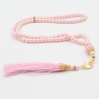 Chapelet Musulman de 99 Perles en Verre Imite Perles, Colliers TASBIH avec Gland, Bijoux Islamiques Étoile et Lune, Cadeau de Ramadan
