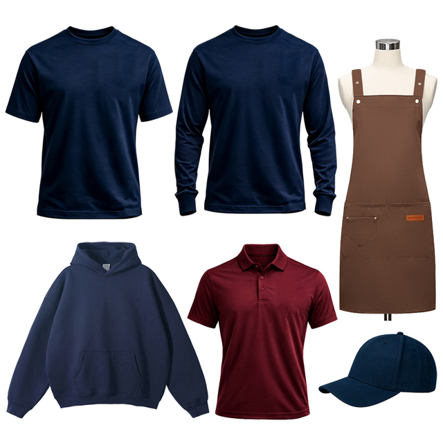 One Stop Custom Logo T Shirt Aprons Polo T-Shirts Hoodies Sweatshirts Blank Garments Bulk Supply for Brand & Corporate Uniform