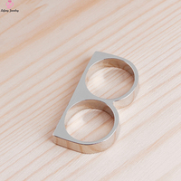 Lefeng Hip Hop personnalité Simple Punk bijoux en acier inoxydable hommes personnalisé Double bague à deux doigts
