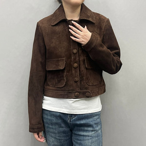 Jancoco Crop Length Genuine <strong>Leather</strong> <strong>Jackets</strong> Women High Quality Goat <strong>Suede</strong> <strong>Leather</strong> <strong>Jacket</strong> - Product Image 4