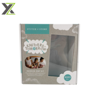 Boîte d'expédition en carton ondulé transparente à assembler soi-même, personnalisable, pour un kit de tricot pour enfant en cadeau