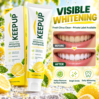 Dentifrice blanchissant aromatisé au citron fabriqué sur mesure, rafraîchit l'haleine, élimine les odeurs, sans fluor.