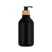 Botol Lotion Plastik Matte 300ml 500ml dengan Tutup Kayu Bambu, Isi Ulang, Kosong, untuk Sampo, Sabun Mandi, Dispenser Kosmetik, Tersedia