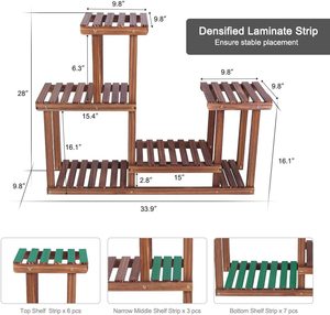 Soporte para plantas <span class=keywords><strong>de</strong></span> <span class=keywords><strong>madera</strong></span> <span class=keywords><strong>de</strong></span> <span class=keywords><strong>pino</strong></span>, estante <span class=keywords><strong>de</strong></span> múltiples capas para interior y exterior, soporte para plantas <span class=keywords><strong>de</strong></span> alto y bajo, para salones <span class=keywords><strong>de</strong></span> jardín - Product Image 2