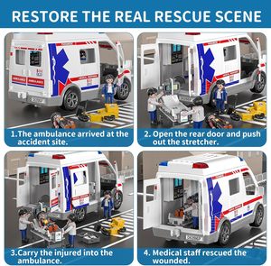 Camion d'<span class=keywords><strong>ambulance</strong></span> à inertie avec lumières et sons, <span class=keywords><strong>jouet</strong></span> de simulation pour enfants, idéal pour jouer à faire semblant de médecin en intérieur - Product Image 3
