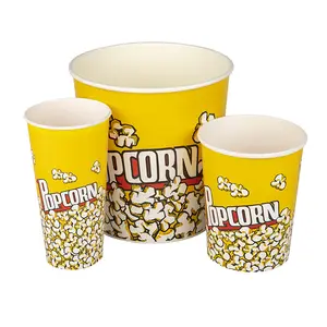 Food Grade Custom Size 32oz 46oz 64oz 85oz 130oz Disposable Printed Popcorn Paper Cup Bucket