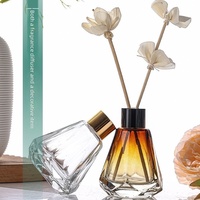 Bouteille en verre vide transparente à facettes dégradées pour diffuseur de roseaux, idéale pour la décoration intérieure et les arômes domestiques – Offre Spéciale