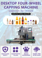 Máquina Tapadora de Escritorio de Cuatro Ruedas que Ahorra Espacio, Control de Pantalla Táctil Sincrónico de 4 Estaciones, Semiautomática para Latas de Plástico - ¡Gran Oferta!