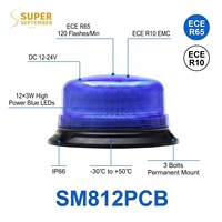 Luz de Baliza Micro OEM ODM, 12 LED de Alta Potencia, ECE R65 R10 IP66, Montaje de 3 Pernos, 12V 24V, Lámpara de Advertencia para Equipos