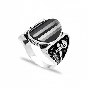 Oval Onyx Stone Ottoman Design <b>Men's</b> <b>Ring</b> Turkish Handmade Wholesale Authentic Silver <b>Men</b> <b>Ring</b> - Product Image 2