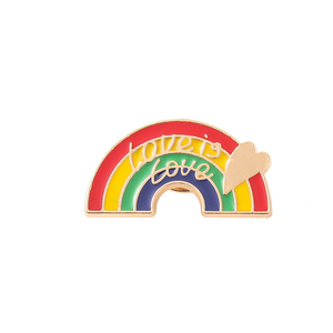 Custom Design Free Rainbow Pride Heart Letter Brooch Soft Hard Enamel <b>Metal</b> <b>Pin</b> Badge for Gift - Product Image 4