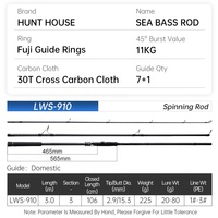 HUNTHOUSE Japon Full Fuji 3M PE 1-3 Jig Game Jigger 11kgs Bateau Océan Canne À Pêche pour Bars De Basse De Mer D'eau Salée