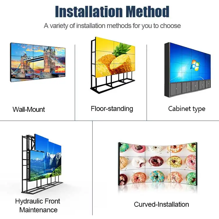 46 49 55 inch indoor 4k HD 2x2 3x3 splicing screen advertising display 3.5mm narrow bezel lcd video wall monitor player