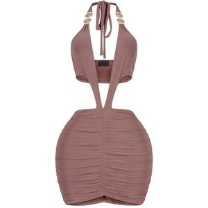 เดรสสั้นคอวีลึกแบบใหม่สไตล์ OEM ปี 2025 สำหรับฤดูร้อน เซ็กซี่ โชว์หลัง สะโพกสวย เหมาะสำหรับผู้หญิง - Product Image 4