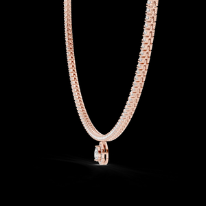 Collier pendentif en diamant de laboratoire classique plaqué or rose, chaîne à maillons pour mariage, fête, élégance, étincelant, design moderne intemporel - Product Image 1