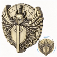 Retro Golden Embossed Flying Sword Compass Metal D20 Roulette Fidget Spinner 7 in 1 DND Dice Stress Relief Gift