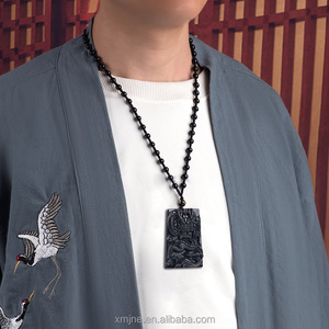 Jadeite Type a Natural BLACK Green Jadeite BLACK Jade Zodiac Dragon Brand Domineering Jade Pendant Pendant Men's and Women's - Product Image 5