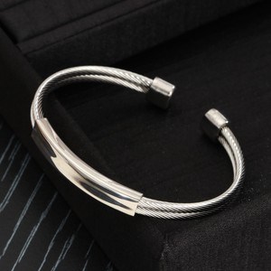 POYA Hot Sale Wire Cuff Black <strong>Silver</strong> Gold Bracelet <strong>Men</strong> Women Stainless Titanium Steel Bracelet Open <strong>Bangle</strong> - Product Image 4