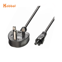 Cable de Alimentación con Enchufe del Reino Unido de 1.5m, Cable de Alimentación Principal Británico C5 para Computadora, Cargador de Portátil, TV, Teléfono Móvil, Cámara