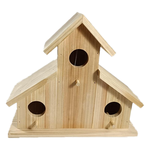 Nichoir multifonctionnel en bois massif poli pour cour extérieure, artisanat en bois suspendu pour observation des oiseaux, objet d'art et de collection - Product Image 1