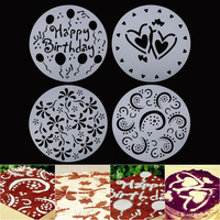 Penjualan Terlaris 1pc Stencil Kue Plastik Berbagai Pola Ulang Tahun Hati Bunga Spiral Alat Cetakan Dekorasi Kue