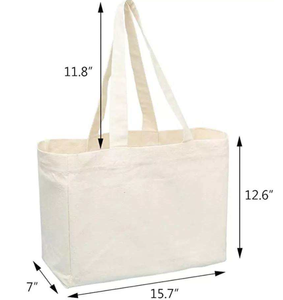 Bolsa de Compras de Lona de Algodón Natural Reciclada Personalizada, Bolsa de Lona con Múltiples Bolsillos - Product Image 6