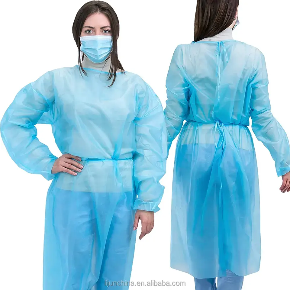 Camice da laboratorio monouso professionale cappotto da laboratorio blu all'ingrosso abbigliamento da lavoro antipolvere monouso medico per adulti