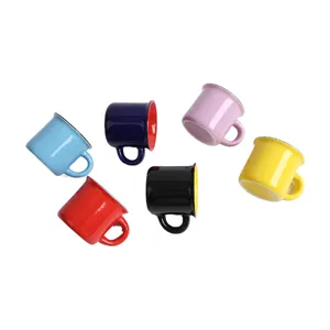 Mini Taza de cerámica esmaltada con forma personalizada, tazas de colores con logotipo, 3 oz