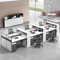 Mobilier de bureau commercial moderne Bureau en bois pour deux employés modulaires Compartiment informatique Poste de travail pour la maison ou la villa