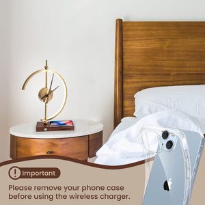 Sang Trọng Bằng Gỗ Cơ Sở Thông Minh Đèn Bàn Trang Trí Nội Thất Quà Tặng Đồng Hồ Thiết Kế 3 Màu Bàn Đèn Ánh Sáng Ban Đêm Với Bộ Sạc Không Dây - Product Image 3