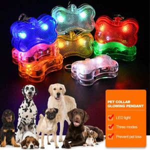 Custom LED Dog Cat Collar Glowing Pendant Night Safety Pet Collars Decor Glow Pet <b>ID</b> <b>Tag</b> Bone Shape Flashing Led Light for Night - Product Image 4